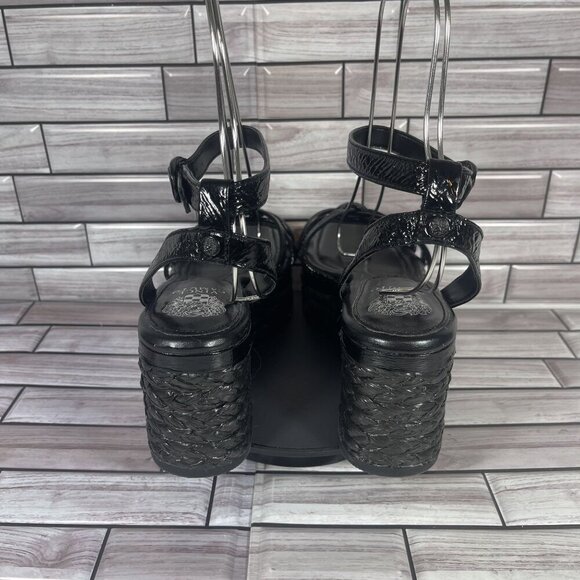 Vince Camuto Women's Black Loressa Platform Leather Wedge Sandal‎ Size 10-NEW - Picture 5 of 10